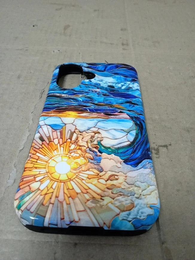 Waves & Sun Rays Stained Glass Ocean Sunset Phone Case For iPhone 16 New
