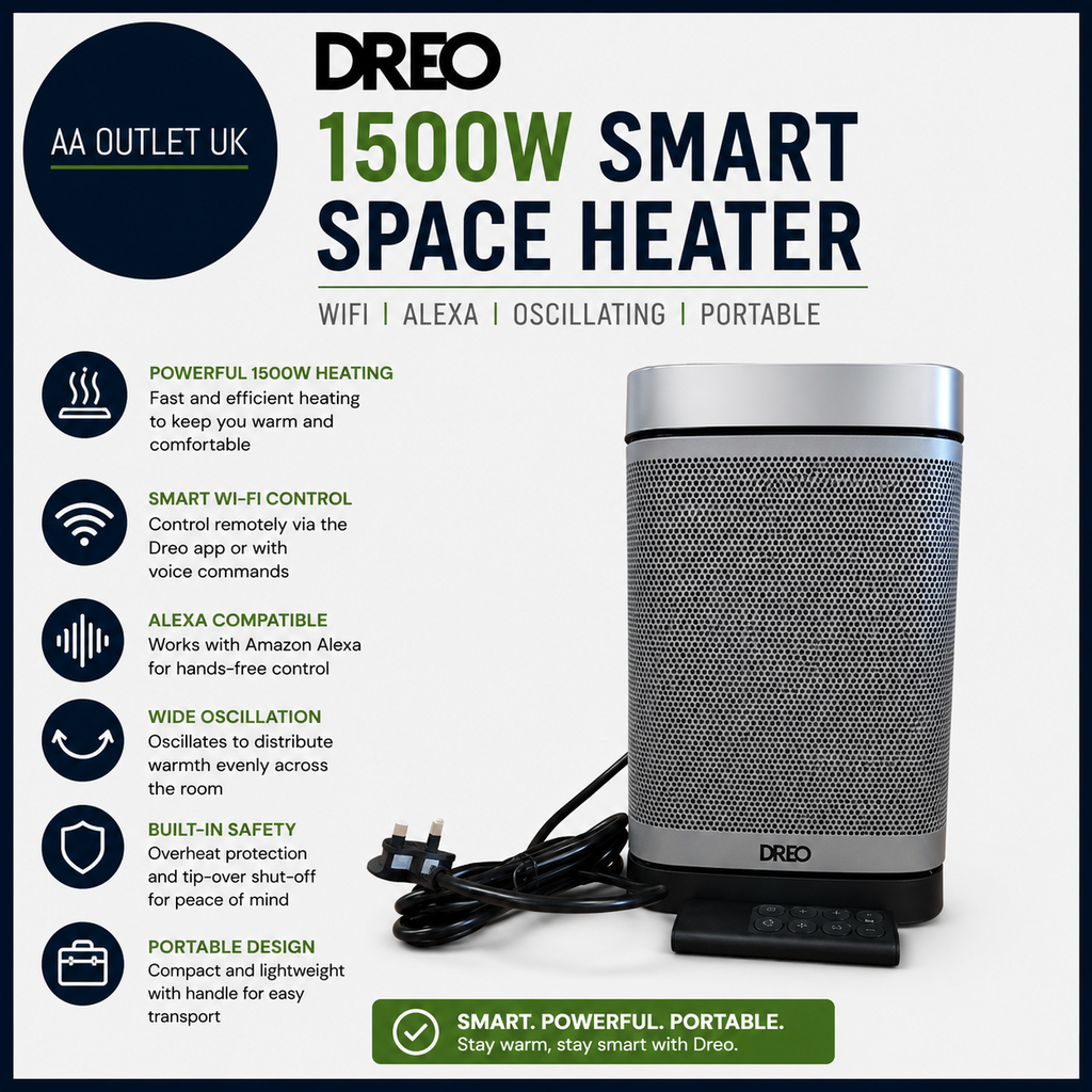 Dreo 1500W Smart Space Heater WiFi Alexa Oscillating Portable Electric Heater