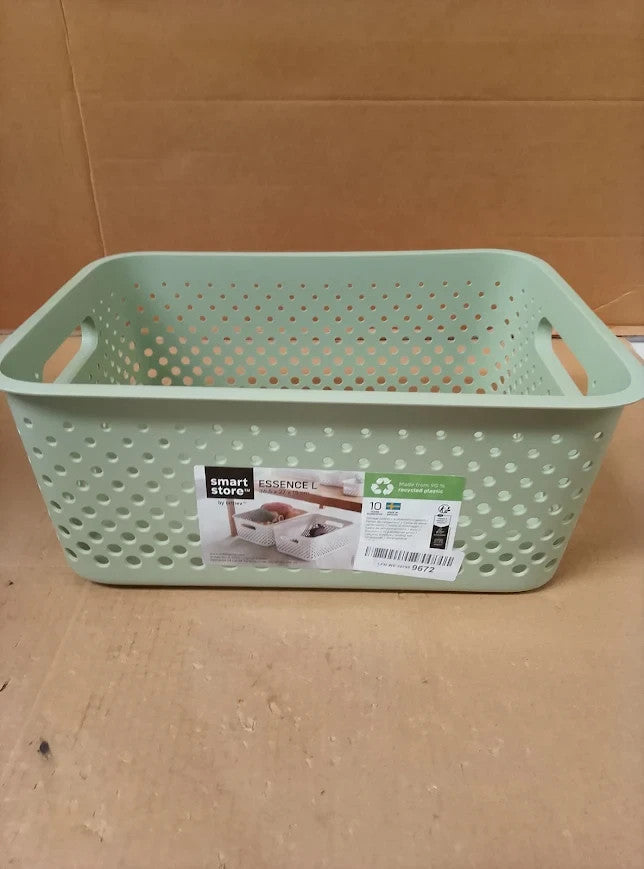 SmartStore Storage Basket Handles Green 11.4L 36.5x27x15cm Plastic Bin Recycled