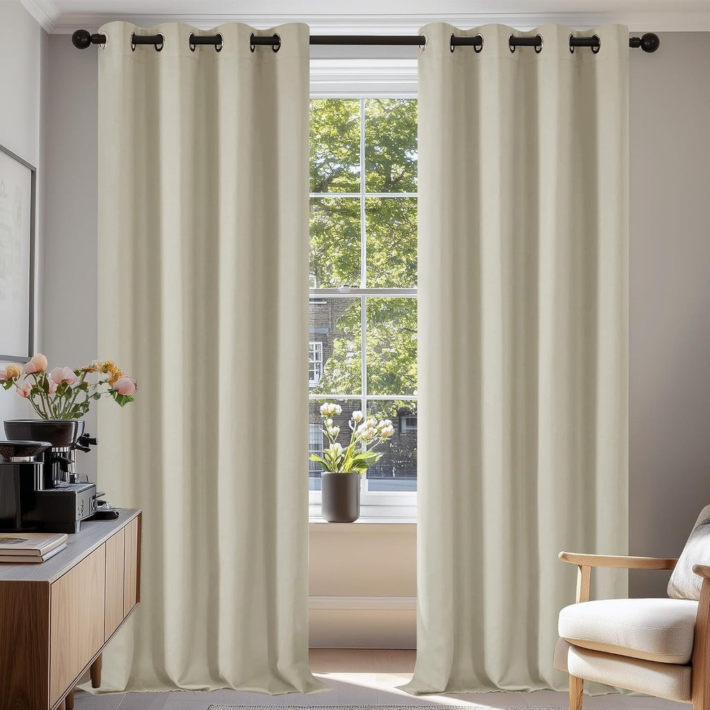 Deconovo Super Soft Solid Thermal Insulated Eyelet Darkening Curtains 55x79in