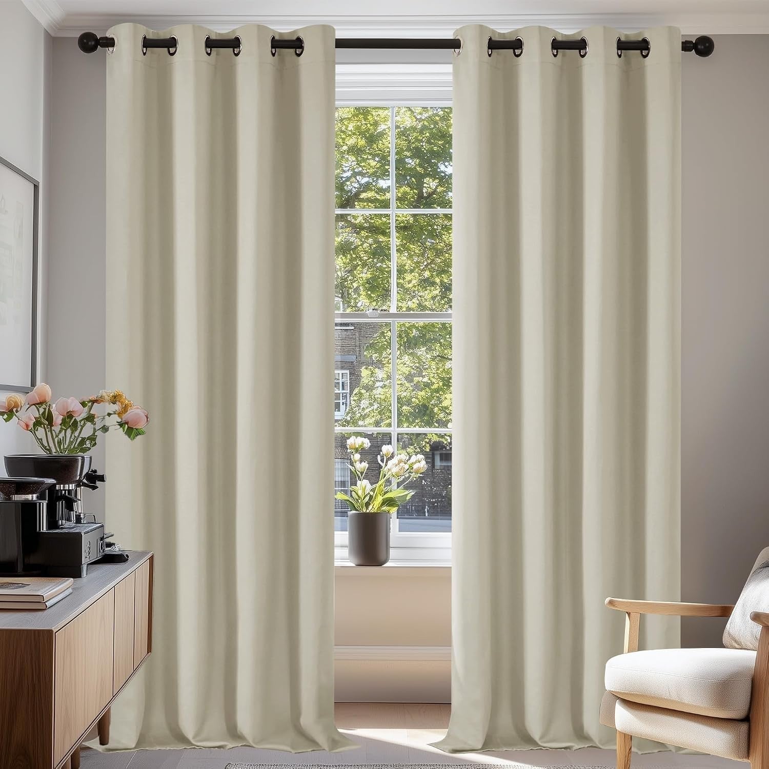 Deconovo Super Soft Solid Thermal Insulated Eyelet Darkening Curtains 55x79in