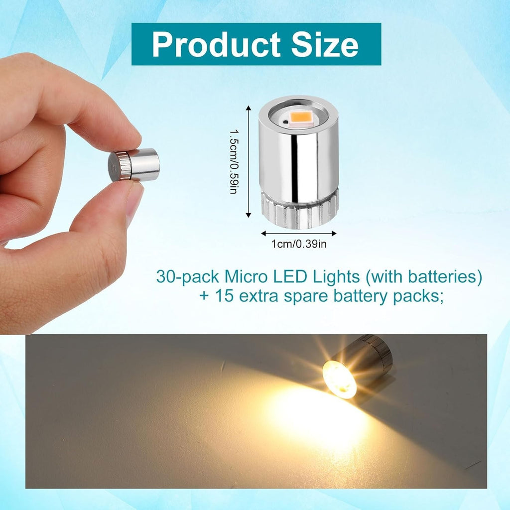 Miniature LED Lights Mini Warm White Micro LED Extra Battery Tiny Dollhouse New