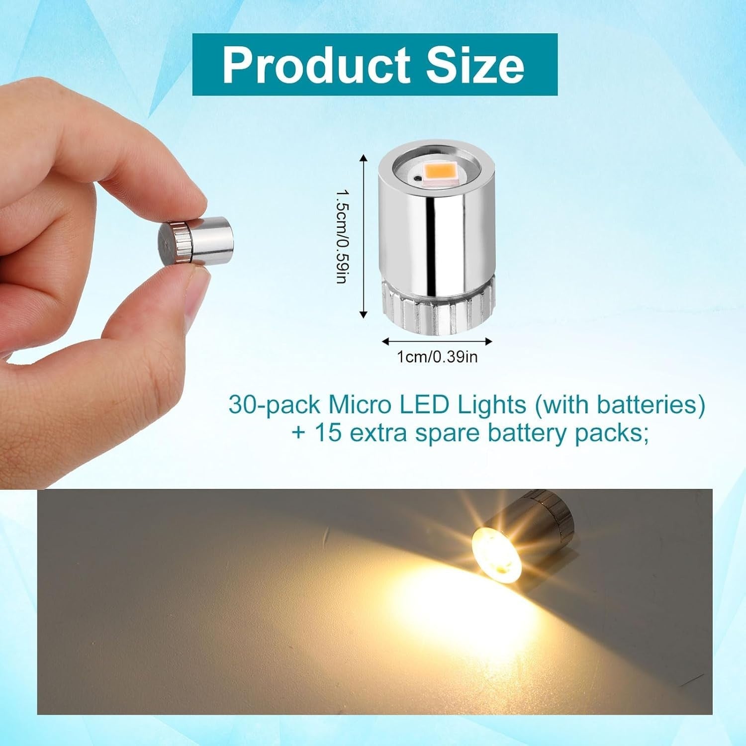 Miniature LED Lights Mini Warm White Micro LED Extra Battery Tiny Dollhouse New