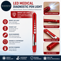 LED Medical Diagnostic Pen Light Nurse Doctor Medical Gift PL05 Red 20x20x150mm