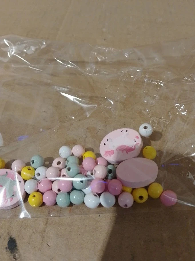 Pastel Wooden Flamingo Bead Jewellery For Bracelet Necklace Craft Beads Kids New