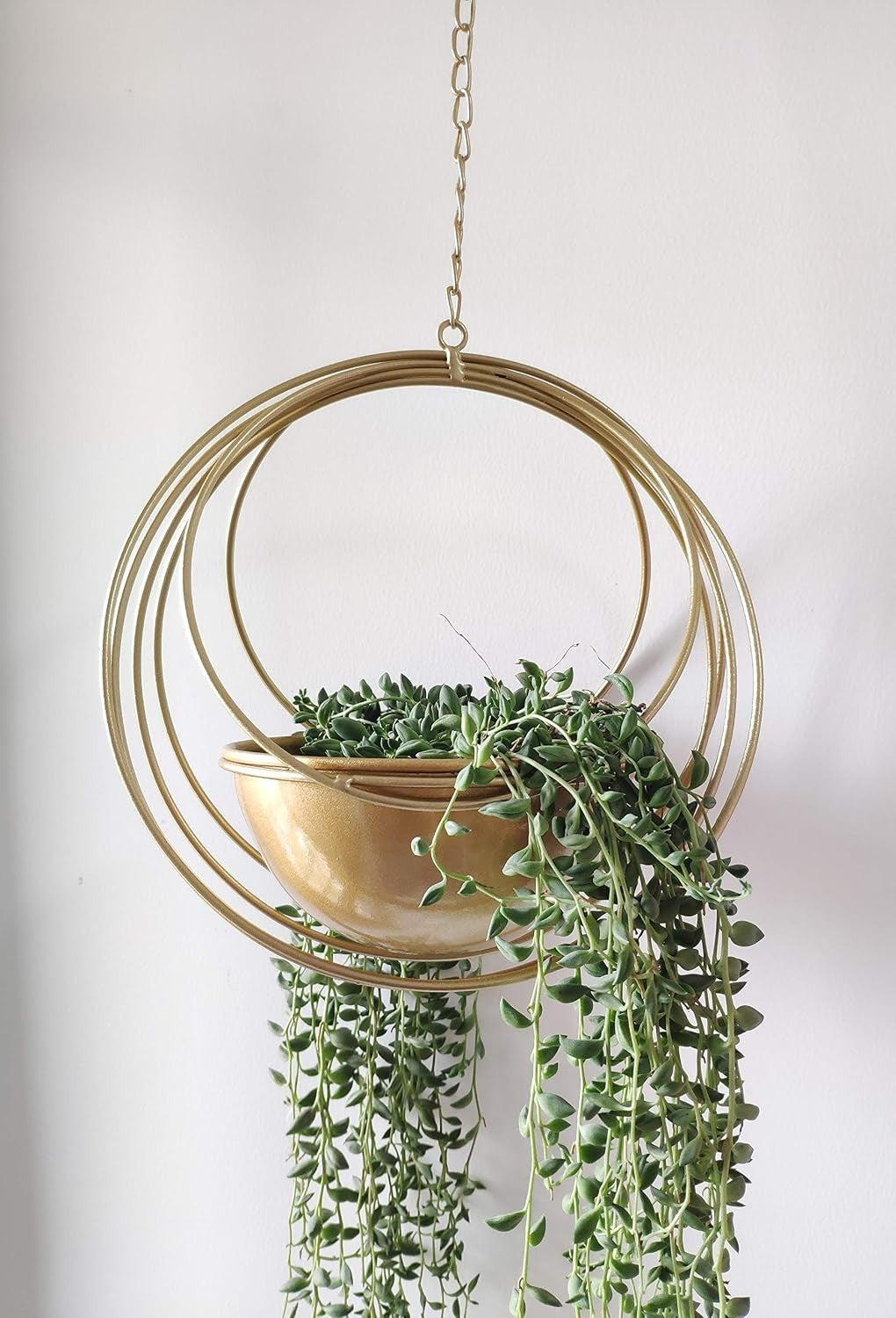 Riseon Boho Gold Metal Plant Hanger Geometric Hanging Planter Modern New