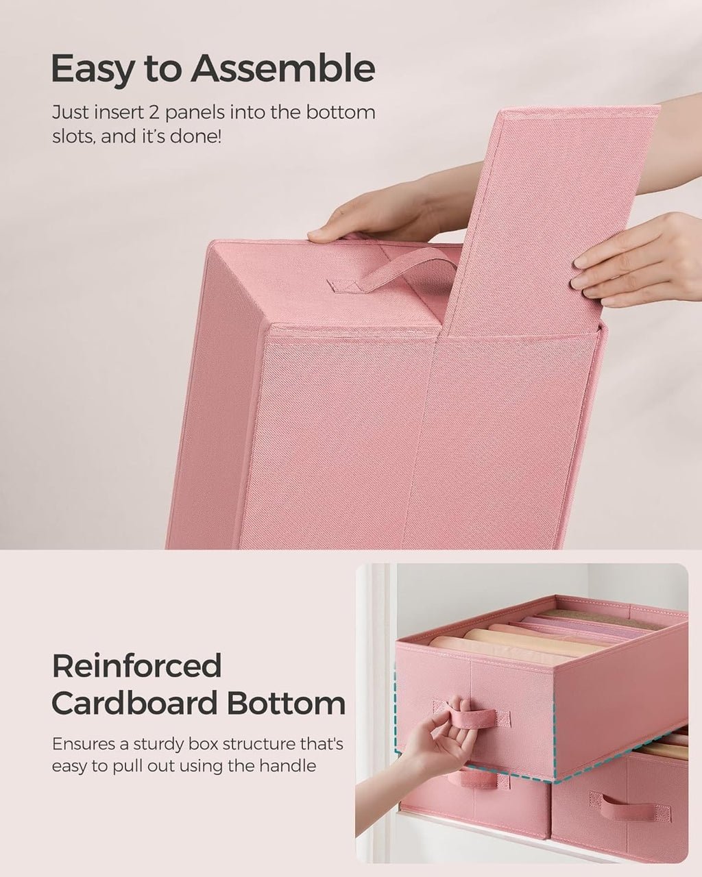 Songmics Set 2 Drawer Organisers 6 Compartment Closet 42x30x17cm Pastel Pink New