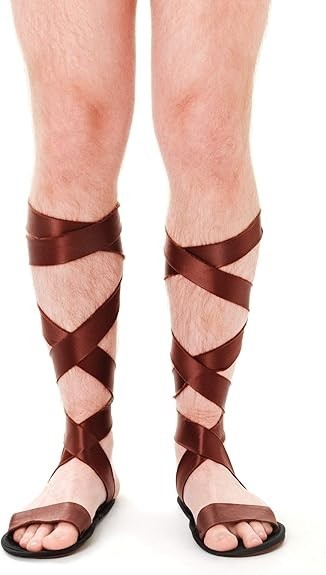 Bristol Novelties BA714 Roman Sandals Brown Leather Greek Unisex One Size New