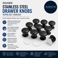 Zsuiqin Stainless Steel Drawer Knobs Waterproof 38x22mm 10pc Self Adhesive Black