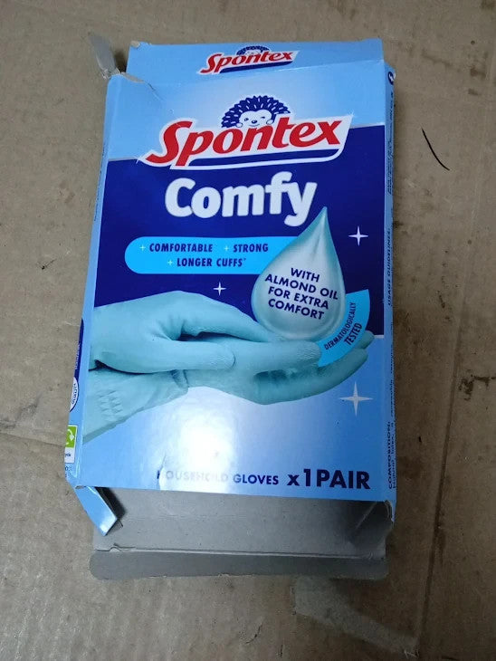 Spontex Reusable Gloves Hands Soft Almond Oil Blue Large 1 Pack