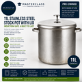 MasterClass Stock Pot Lid 11L Induction Safe Stainless Steel Silver