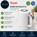 Swan SK14611WHT Windsor Rapid Boil Kettle Removable Limescale 3000W 1.7L White