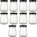 ASelected 10pcs Clear Glass Bottles Pretty Black Lids 100ml Pudding Yogurt New