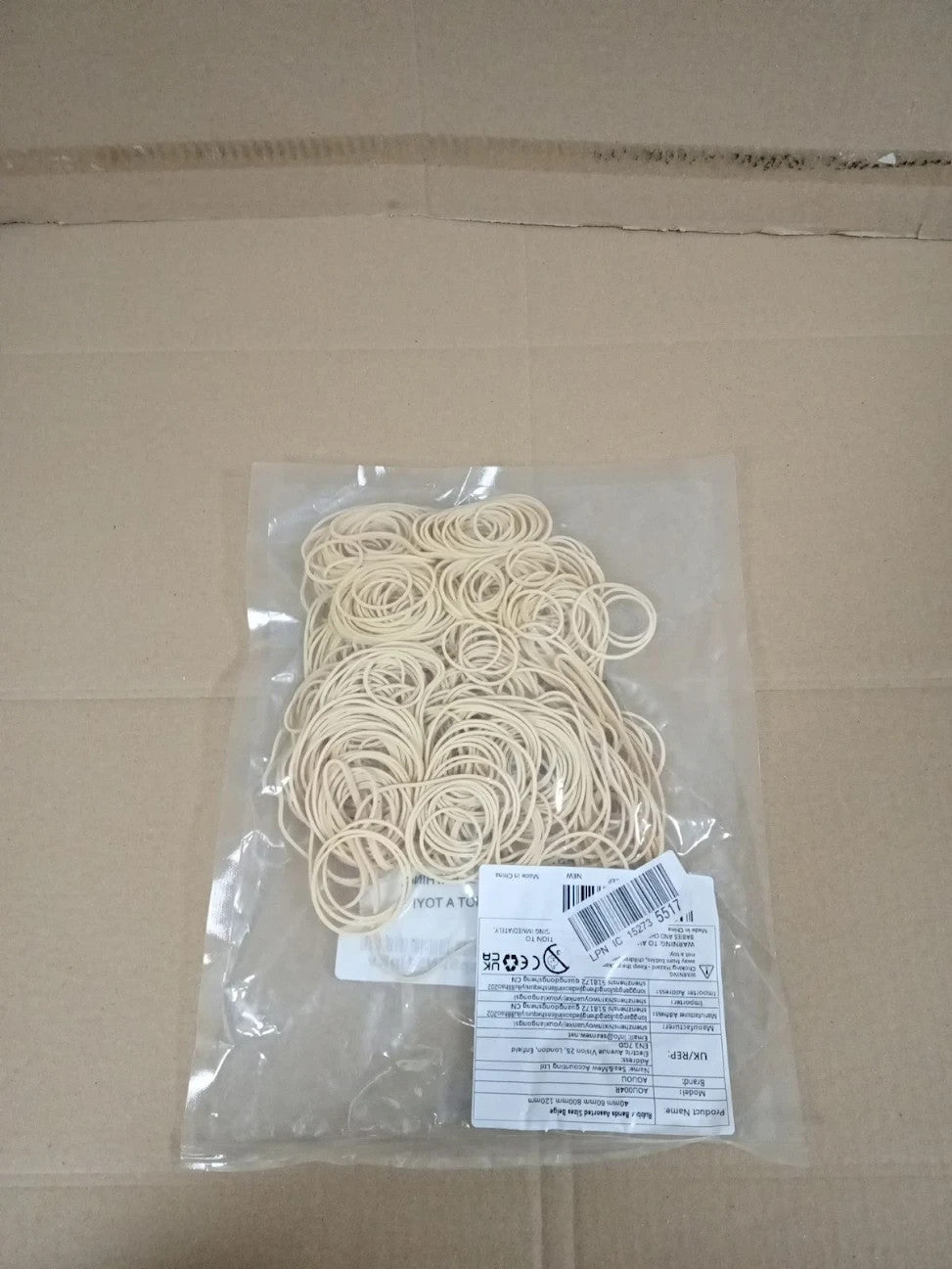 AOUOU Rubber Bands Assorted 4 Sizes Beige Net Weight 190g Elastic New
