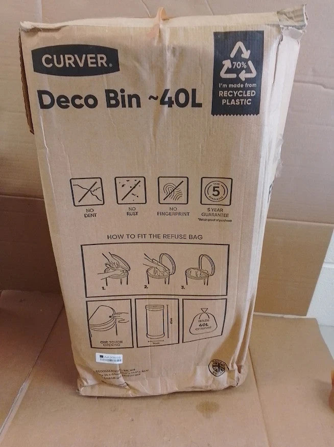 Curver 40 Litre Deco Touch Top Kitchen Bin Black Waste Quality Design Durable