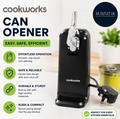 Cookworks Can Opener Black 50 Watts Magent Prevents Lid Magnetic Holder