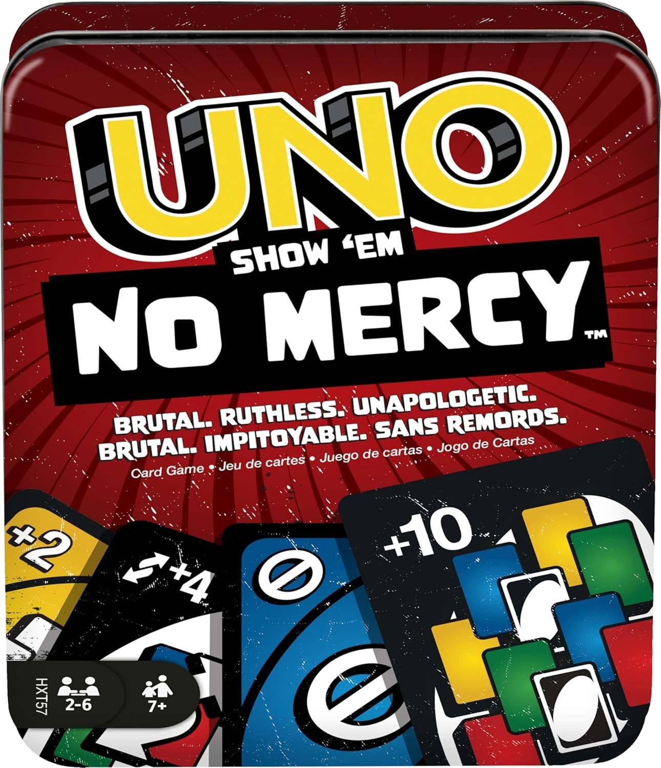 Mattel Uno Show Em No Mercy Card Game Storage & Travel Tin Kids 7+ New