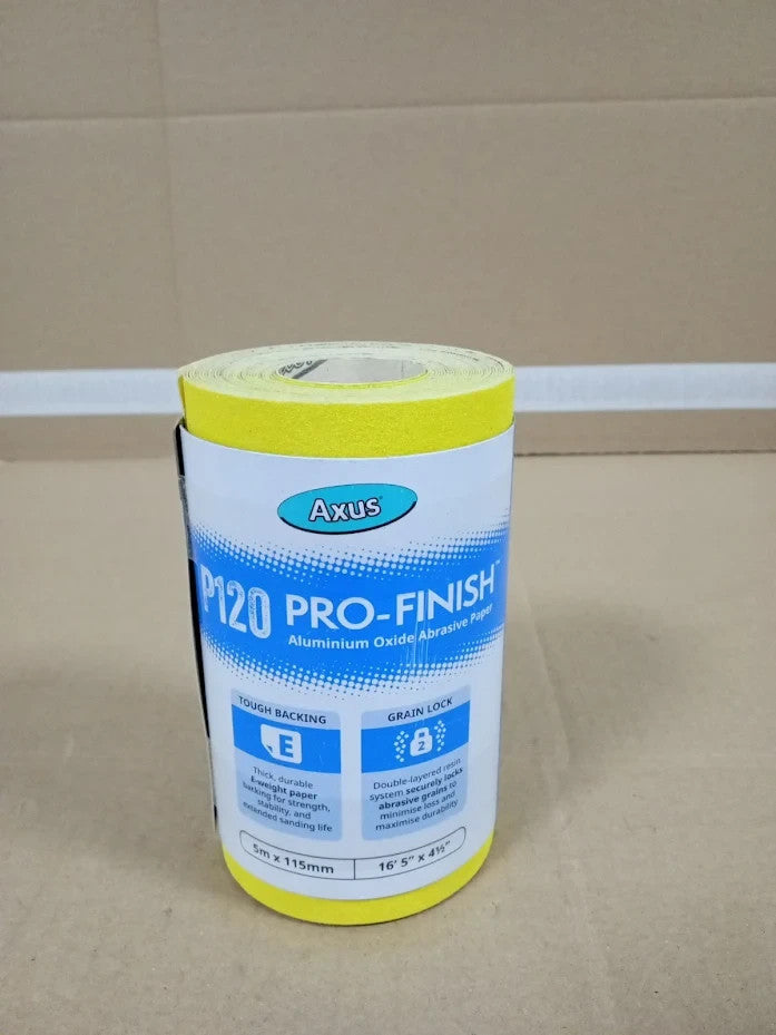 Axus Decor Alox-Pro Sandpaper Roll 120 Grit 5mx115mm Aluminium Oxide Design New