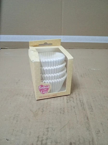 Baked Love White Cupcake Cases Baking Cups Greaseproof Paper Cases New