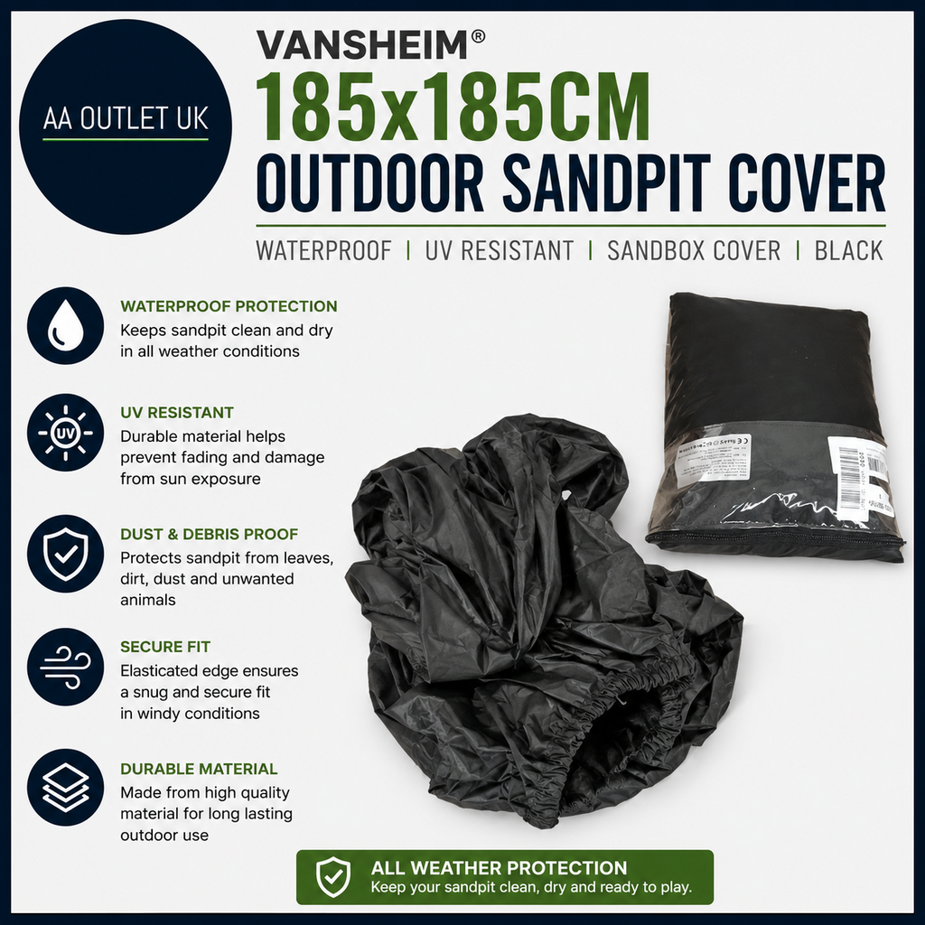 VANSHEIM 185x185cm Outdoor Sandpit Cover Waterproof UV Resistant Sandbox Cover
