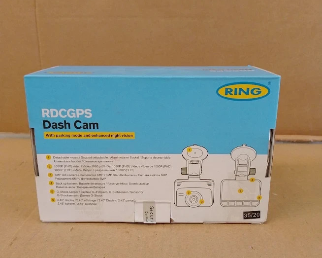 Ring Automotive Dash Cam GPS Full HD In Car Driving Recorder Dashboard Black New
