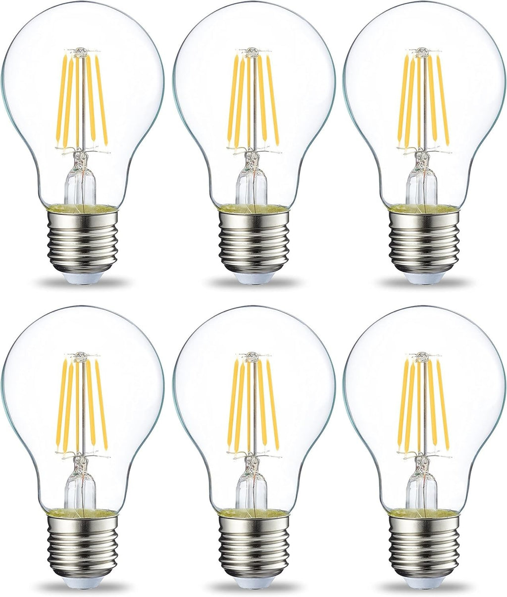 Amazon Basics LED E27 Edison Screw Bulb 4.3W Clear Filament Warm White 6pc New