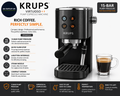 Krups Virtuoso Pump Espresso Machine Compact Black Stainless Steel XP444GG0