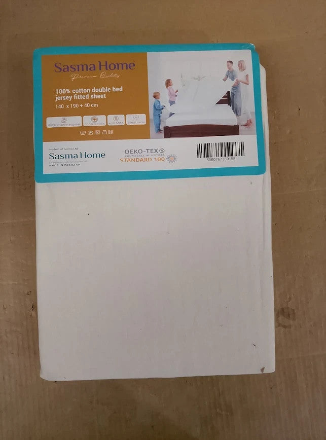 Sasma Home 100% Jersey Cotton Extra Deep Fitted Easy Care Hypoallergenic Double
