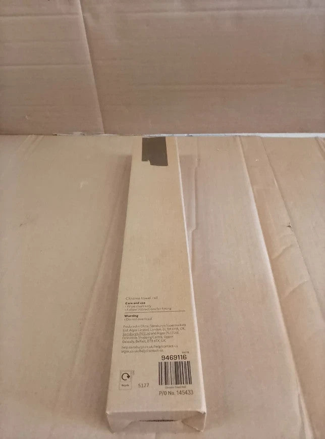 Habitat Wall Mounted Towel Rail Self Assembly 5.3x50x8cm Chrome New