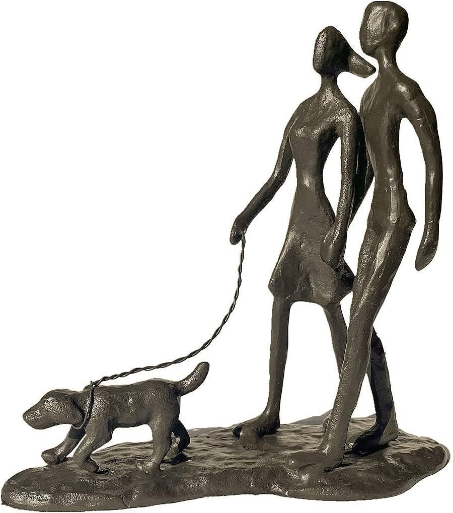 Konjouror Couple Dog Cast Iron Sculpture Romantic Love Art Decor Family New