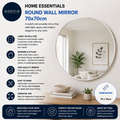 Home Essentials White Round Wall Mirror Mounted Fully Assembled 70x70cm