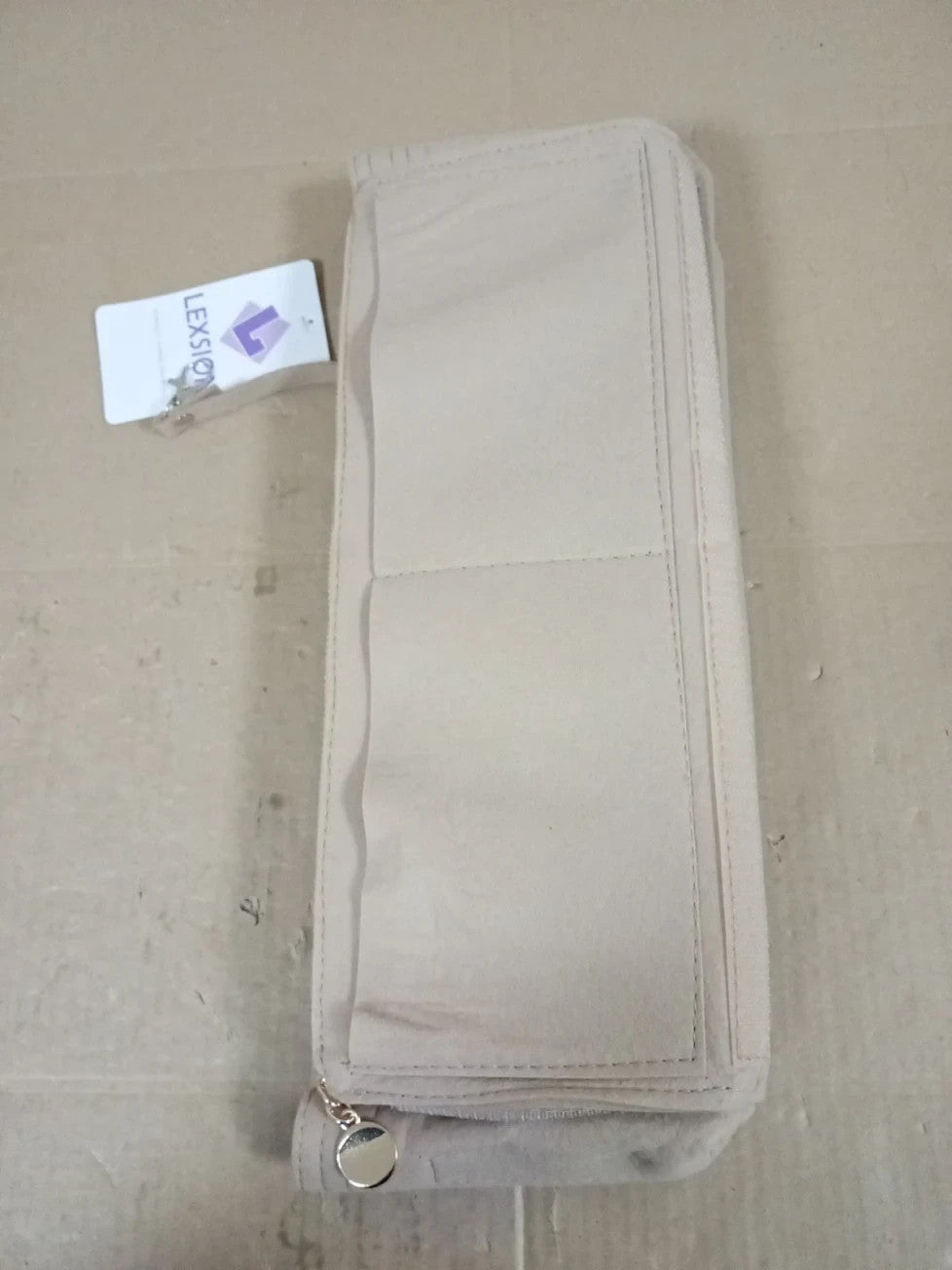 LEXSION Felt Purse Bag Organizer Insert Zipper Tote Shaper Fit Beige Large New