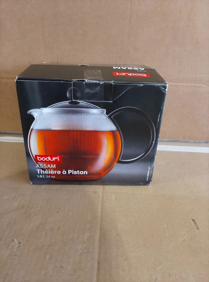Bodum 1844 01 Assam Tea Maker Plastic Strainer Plastic Lid 1.0L 34oz Black New
