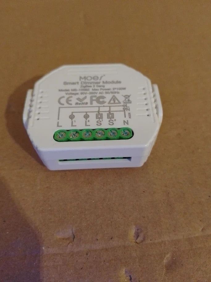 Moes Mini DIY ZigBee Smart Dimmer Switch Module 2 Gang Needs Neutral Line New