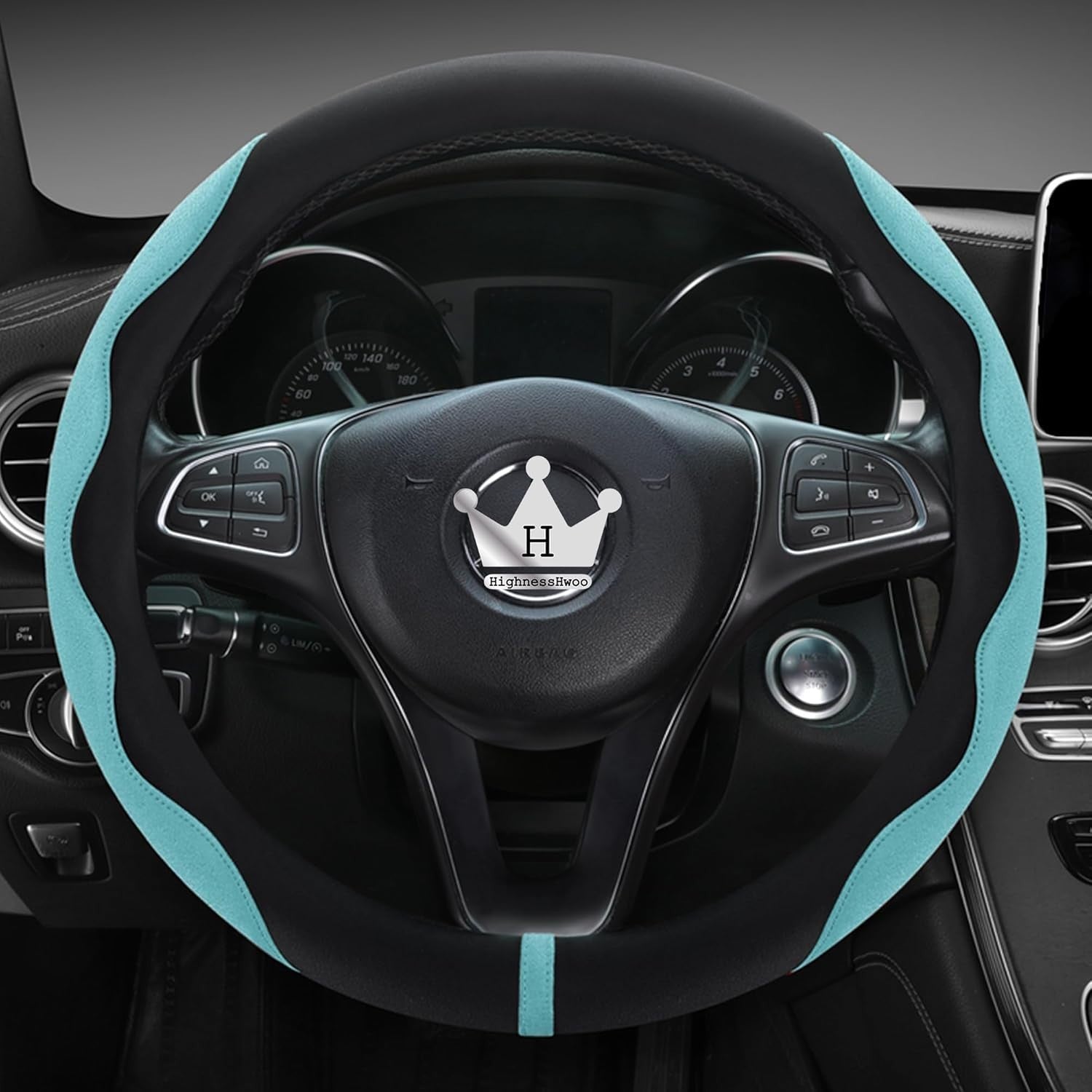 HighnessHwoo Car Steering Wheel Cover Comfort Grip Sedan SUV 37-38cm Green New