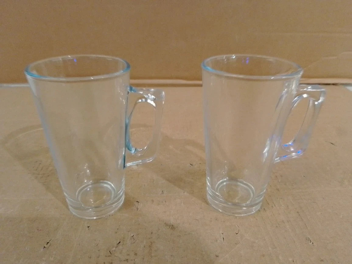 Ansio Large Latte Glass Coffee Cups 375ml Gift Box 2 Latte Glass Clear