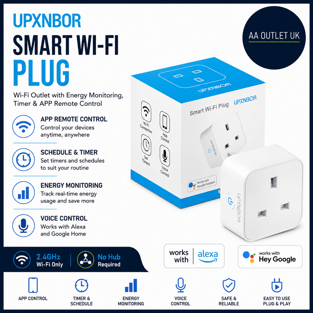 Upxnbor Smart Plug WiFi Outlet Alexa Google Home Wireless Smart Socket Energy