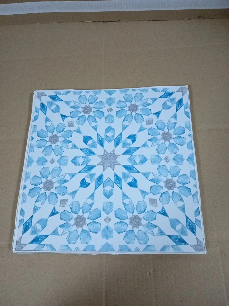 WallPops FP2949 Radiance Peel & Stick Floor Tiles Blue 12x12in 10 Pieces