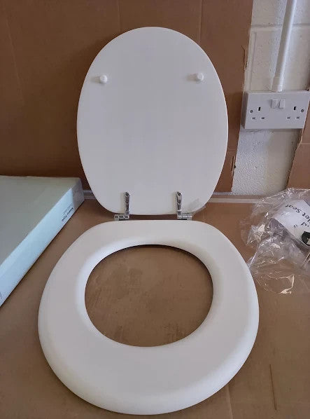 Argos Home Tongue Groove Style Toilet Seat Adjustable White 45x37.3x5.3cm New