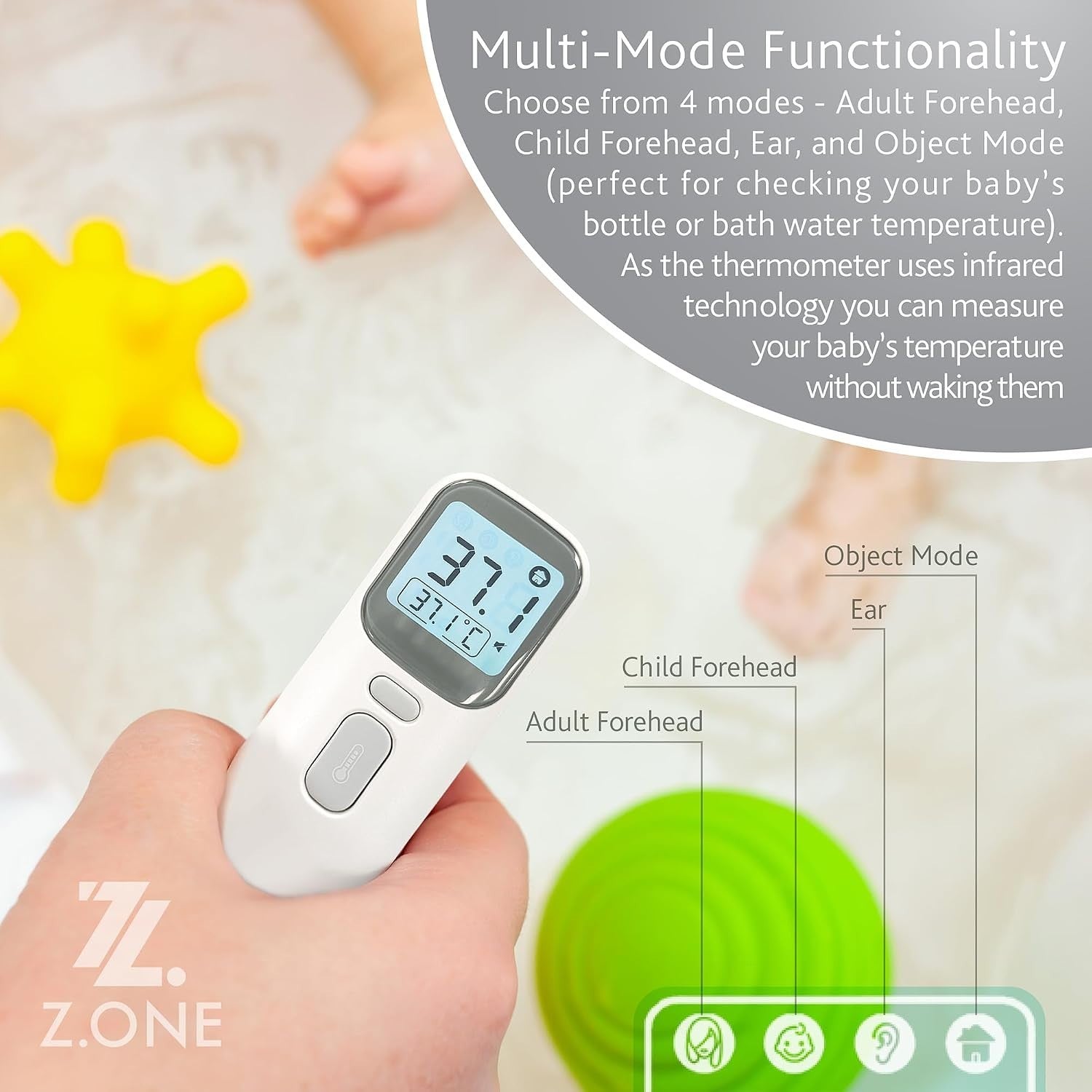 Zone 2 In 1 Infrared Thermometer Adults Children Forehead Ear Object Modes New
