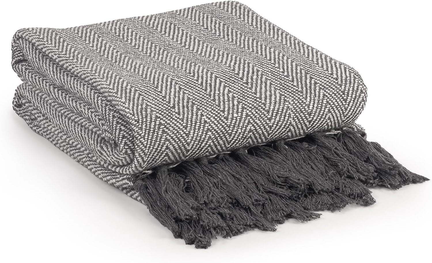 Ehc Herringbone Large 100% Cotton Sofa Armchair Blanket Throw 150x200cm Grey New