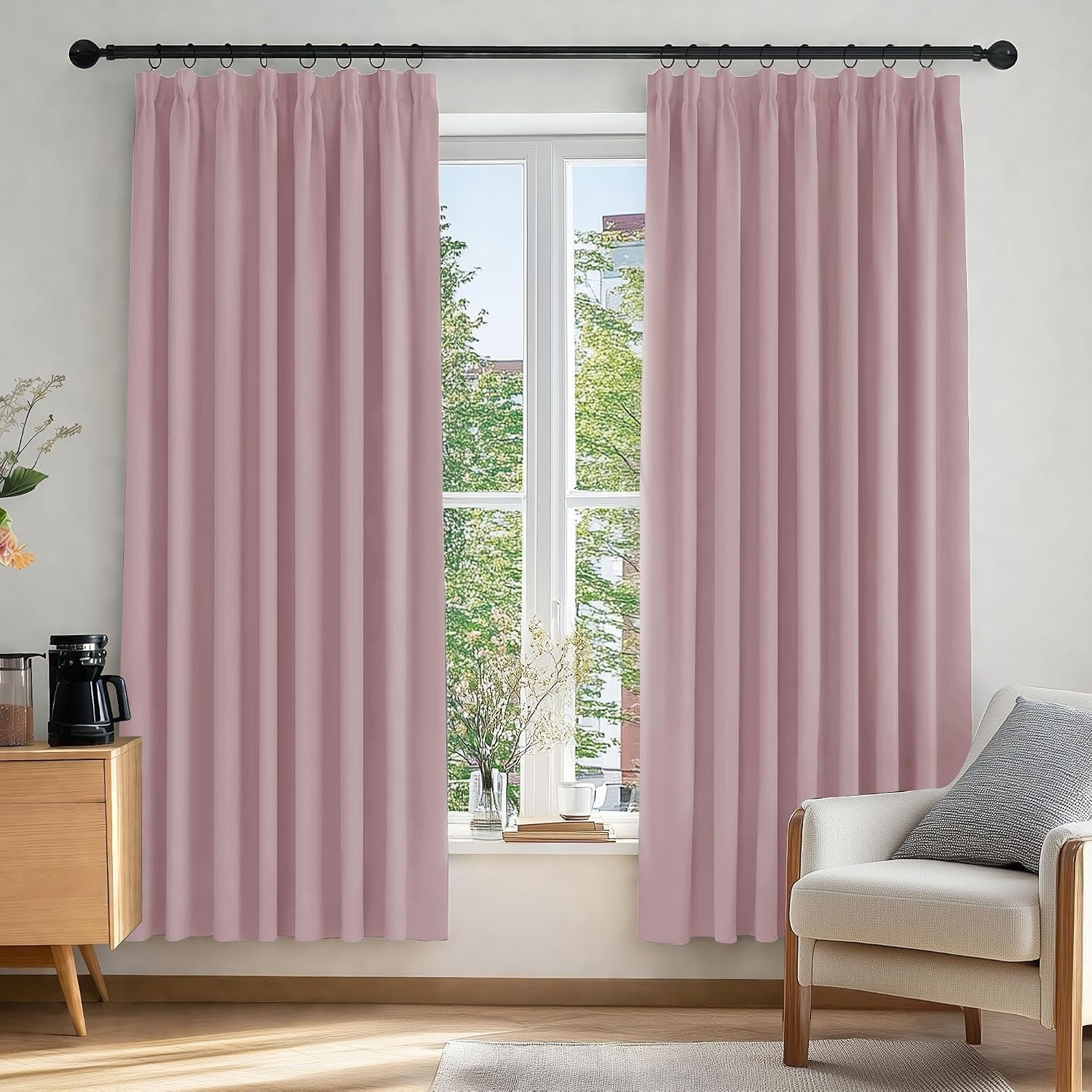 Deconovo Super Soft Thermal Insulated Blackout Curtains Pencil Pleat 66x72in New