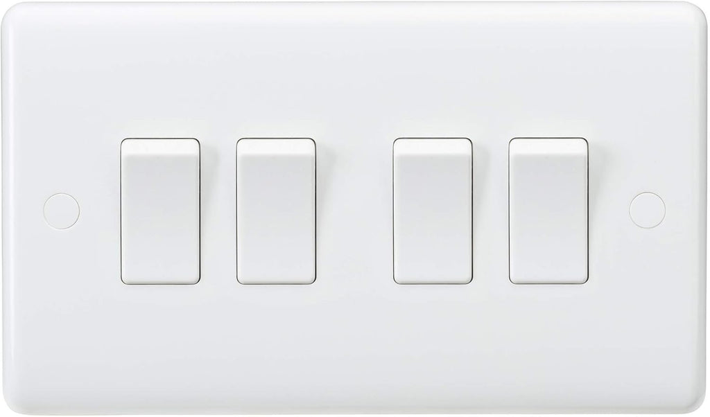 Knightsbridge CU4100 4 Gang 2 Way Curved Edge Light Switch 10A White Durable New