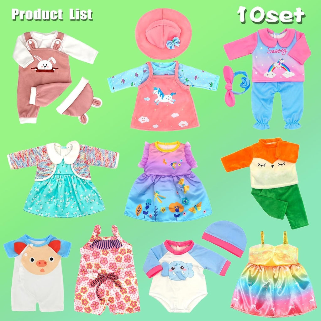 10 Sets Doll Clothes Accessories Play Set Outfits Dresses 43cm No Dolls New
