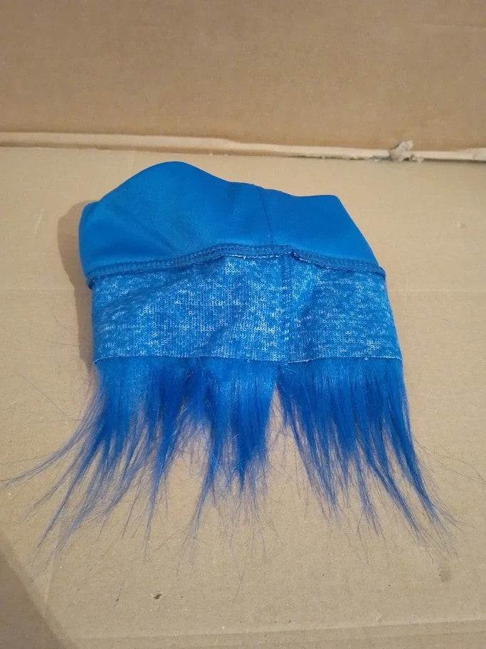 Novelty Placr Blue Hairy Costume Headband Fun Fuzzy Crazy Hair Wig Troll New