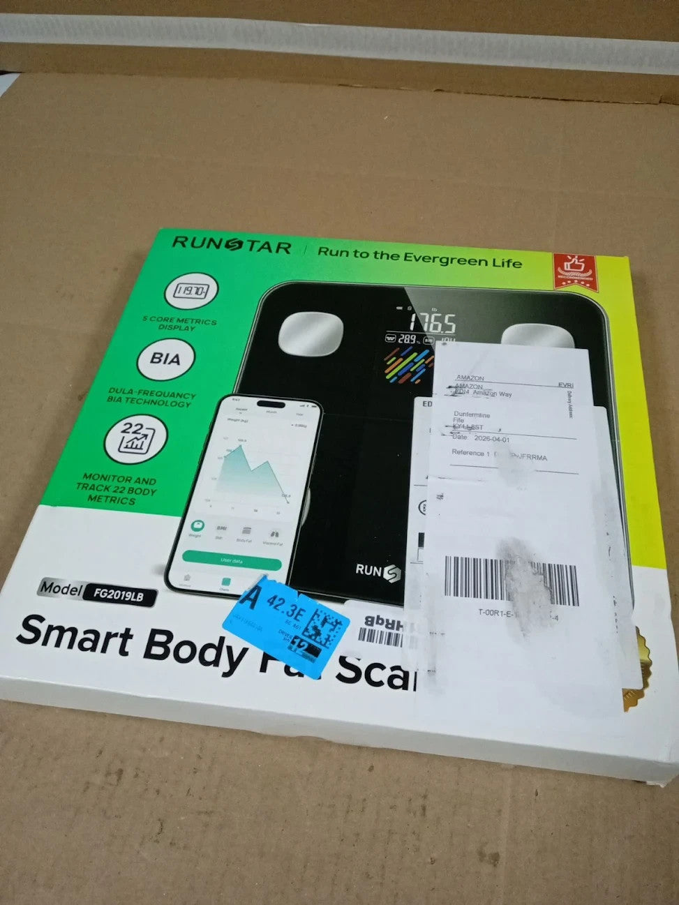 Runstar Scales Body Weight Fat Percentage Bathroom Scale 400lb BMI Heart New