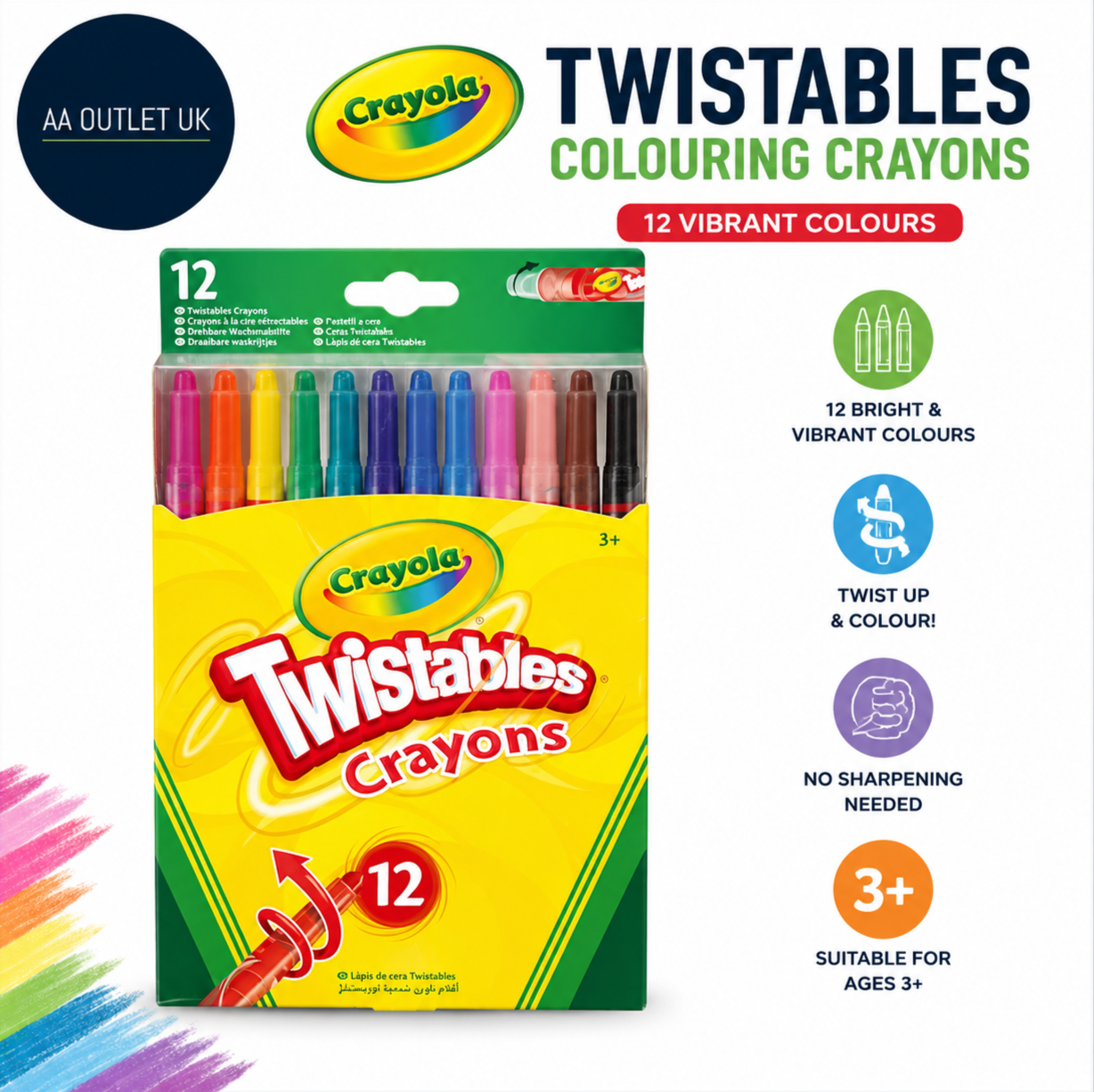 CRAYOLA Twistables Colouring Crayons Multicolor 1 Pack Of 12 Count Age 3+
