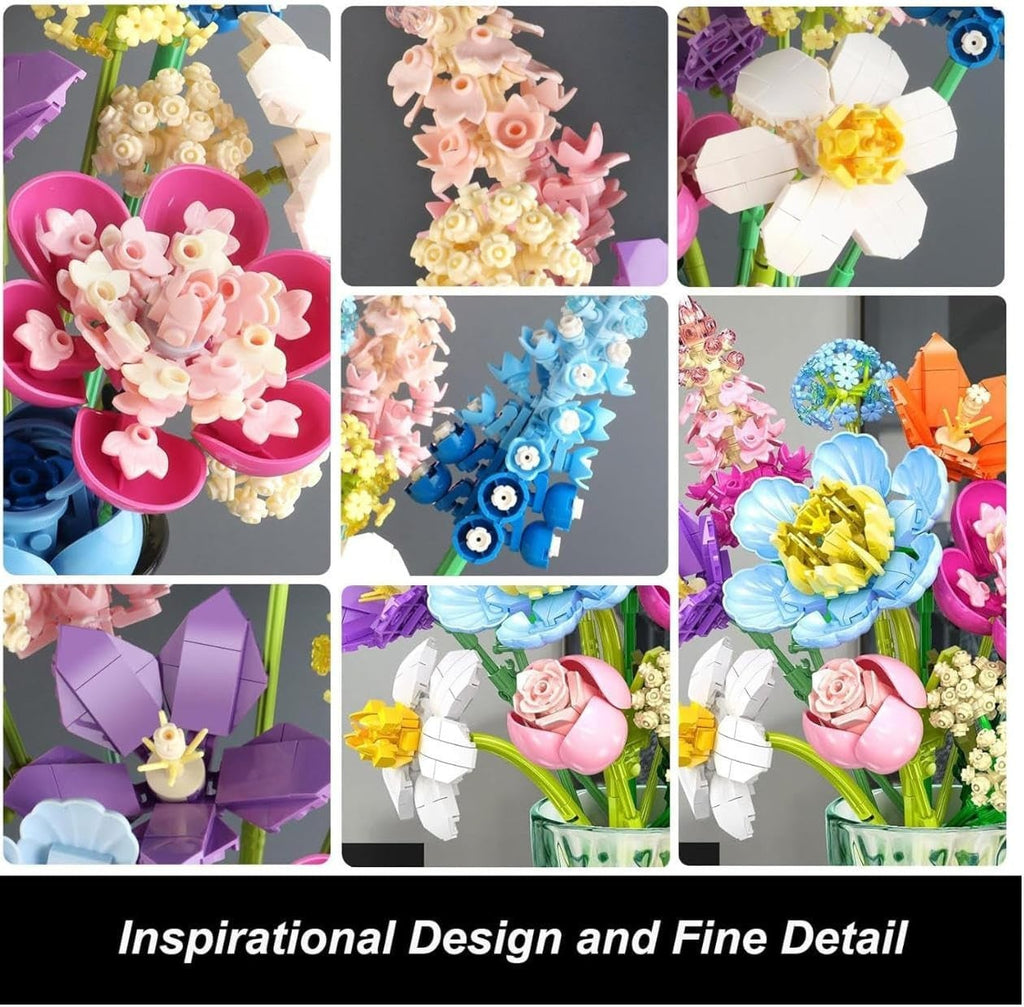 Flowers Bouquet Building Set Rose Botanical Plant Toy Adults 8+ NO VASE New