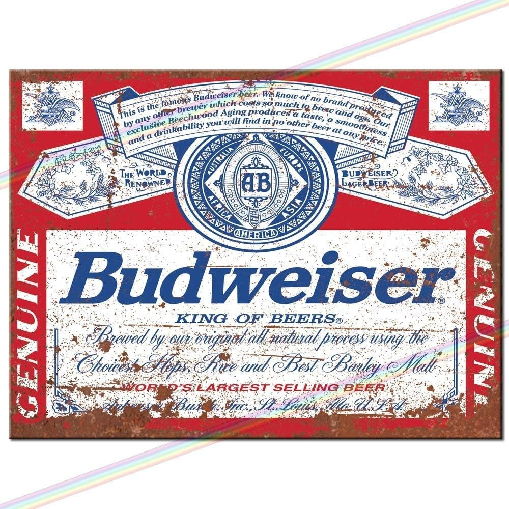 Metal Signs Budweiser Logo Man Cave Tin Hanging Wall Plaque Medium 20x15cm New