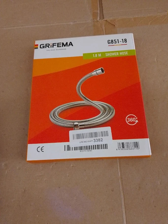 Grifema G85118 1.8m Shower Hose Stainless Steel Replacement Flexible New